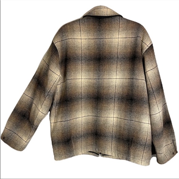 Vintage Woolrich Plaid Wool Blend Sherpa Fleece Lined Wool Filling Barn Jacket L - Picture 8 of 16